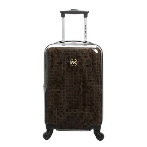 Anne Klein Signature 20" Metal Plate Logo Hardside Carry-On Printed Adult Hardside Fashion Rolling Luggage - 1 of 4