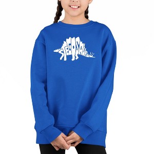 LA Pop Art Stegosaurus - Girl's Word Art Crewneck Sweatshirt - 1 of 3