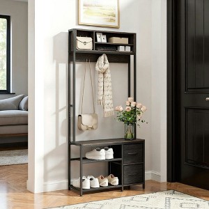 Resenkos 5-In-1 Hall Tree - Entryway Bench with Shoe Storage, Coat Rack, 3 Shelves & 2 Fabric Drawers, - 1 of 4
