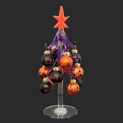 Ganz 8.0 Inch Halloween Tree With Hanging Ornaments Ball Ornaments Star Tree Sculptures