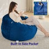 3FT Bean Bag Chair, Adults Foam Round Big Sofa Bean Bag for All Ages, Removable Velvet Cover by Sweet Home Collection™ - Navy - 4 of 4