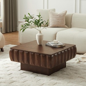 GDFStudio Kairo Modern Lift-Top Wood Square Coffee Table with Ash Veneer and Hidden Storage - 1 of 4