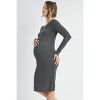 Hello Miz Women's Bodycon Long Sleeve Ribbed Knit Maternity Dress - 2 of 4