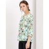 Allegra K Women's Floral Bow Tie Neck Vintage 3/4 Sleeve Blouse - 4 of 4
