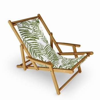 Alja Horvat Areca Palm Pattern Sling Chair - Deny Designs: UV-Resistant, Water-Resistant, Collapsible, Hardwood Frame, Outdoor Portable Chair