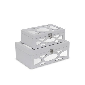 Cheung's Harlane Set of 2 Overlayed Mirror  White Boxes - 1 of 4