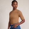 Lands' End Women's Elbow Sleeve Pointelle Rib Mock Neck - 4 of 4