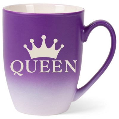 100 North Crown Royalty 10 Ounce Purple and White Two Toned Ombre, Comfortably Fits Your Hands, Ceramic Tea Coffee Cup Mug, Queen