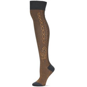 Memoi Women's Pretty Peacock Cotton Blend Over The Knee Sock - 1 of 4