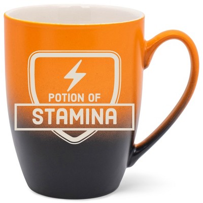 100 North Magic Potion 10 Ounce Orange and Black Two Toned Ombre, Comfortably Fits Your Hands, Ceramic Tea Coffee Cup Mug, Potion Of Stamina