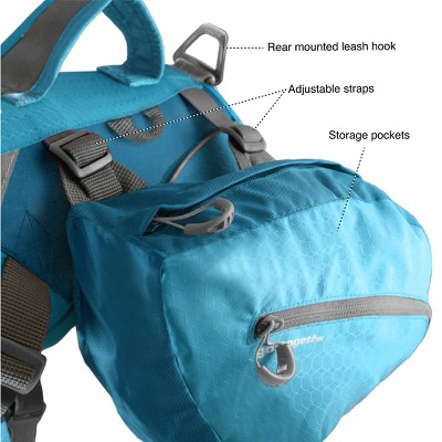 Big Baxter Coastal Blue Dog Backpack with Saddlebag