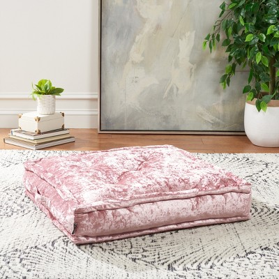 Belia Blush Pink 19" Square Tufted Velvet Floor Pillow