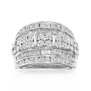 Ross-Simons 2.00 ct. t.w. Round and Baguette Diamond Multi-Row Ring in Sterling Silver - 1 of 4
