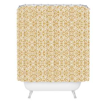 Wagner Campelo Boho Volutes Putty Shower Curtain Yellow - Deny Designs