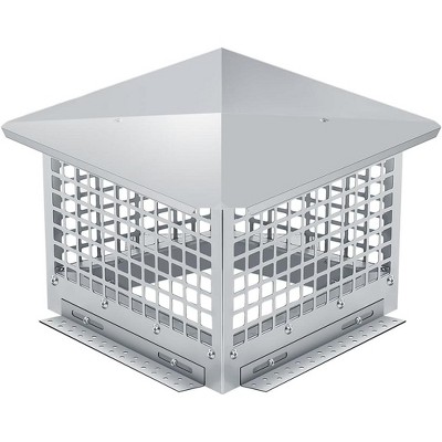 COZONY Chimney Cap 304 Stainless Steel Mesh Cover, Weatherproof Spark Arrestor with Easy Bottom Installation, Outdoor Flue Tile Guard, Silver