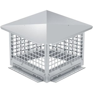 COZONY Chimney Cap 304 Stainless Steel Mesh Cover, Weatherproof Spark Arrestor with Easy Bottom Installation, Outdoor Flue Tile Guard, Silver - 1 of 4