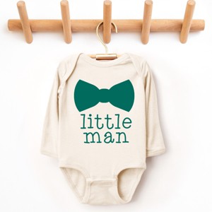 The Juniper Shop Little Man Bow Tie Long Sleeve Bodysuit - NB - Natural - 1 of 4