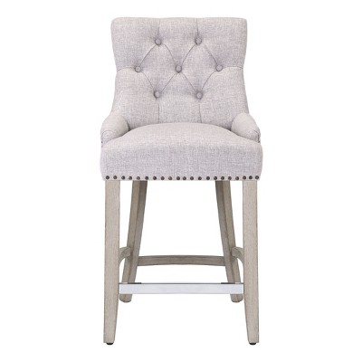 WestinTrends 24" Linen Fabric Tufted Buttons Upholstered Wingback Counter Stool