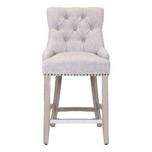 WestinTrends 24" Linen Fabric Tufted Buttons Upholstered Wingback Counter Stool - 1 of 4
