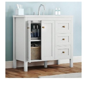 36 Inch Bathroom Vanity with Ceramic Sink Bathroom Storage Cabinet with 2 Doors & 3 Drawers & Doors - 1 of 4