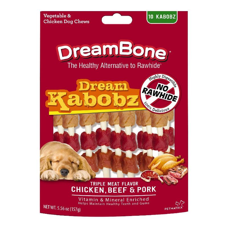 DreamBone Rawhide Free Dream Kabobz with Real Chicken,Beef and Pork Dog Treats - 18ct, 3 of 6