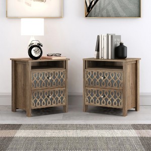 Galano Dobbin Knotty Oak 20.9 in. 2-Drawer Nightstand (Set of 2) - 1 of 4