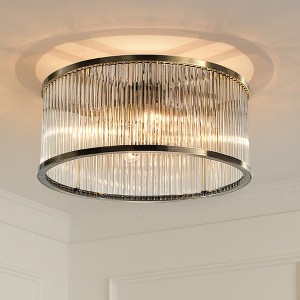 ALOADECOR Modern Glam  Glass Drum Flush Mount Contemporary Ceiling Light For Living Room Entryway Bedroom - 1 of 4