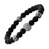 Steeltime Men's black lava and stainless steel/black ip beaded stretch bracelet - 2 of 4