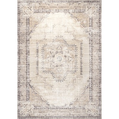 8'x10' Rectangle Loomed Medallion Area Rug Gray - nuLOOM