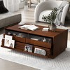 QingMoon Wood Coffee Table, Modern Rectangle Center Table with 4 Drawers, 2 Display Shelves and Fluted Style for Living Room, Office - 2 of 4