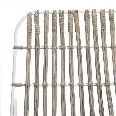 Minerva White Wicker and Metal Counter Stool Set