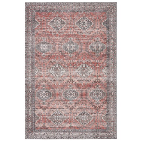 7 6 X9 Novah Oriental Area Rug Red, Red Gray And Black Area Rugs