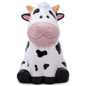 100 North Ceramic 10 inch Everyday Cookie & Candy Jar with Airtight Lid: Kitchen Canisters, Pet Treat Containers & Farmhouse Storage, Cute Spotted Cow - 1 of 4