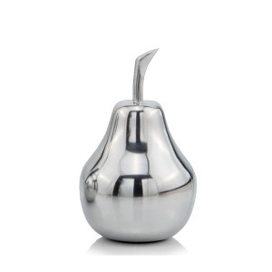 HomeRoots 7" Silver Buffed Aluminum Decorative Pear Tabletop Sculpture - 1 of 4