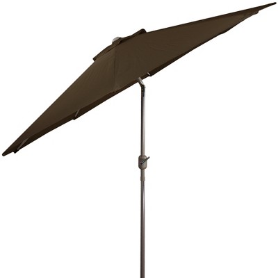 9' Brown Octagon Outdoor Patio Umbrella with Hand Crank and Tilt
