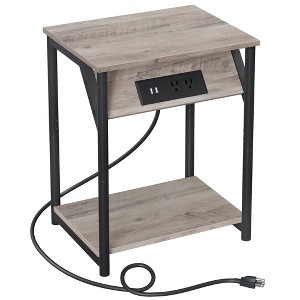 VASAGLE End Table , Set of 1, Small Side Tables, Nightstand with Outlets and USB Ports, Bedside Table with Storage Shelf - 1 of 4