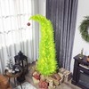 HOMCOM 6 ft Bent Top Whimsical Christmas Tree with Red Ball, Prelit Pencil Artificial Xmas Tree with 230 LED Lights, Metal Base, Easy Assembly, Green - 2 of 4