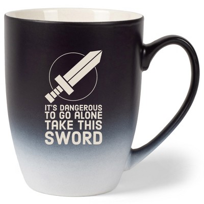100 North Legendary Hero's 10 Ounce Black and White Two Toned Ombre, Comfortably Fits Your Hands, Ceramic Tea Coffee Cup Mug, It's Dangerous To Go