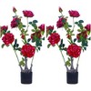 Acekool 2-Pack 28in Artificial Peony Flower Trees with Red Blooms, Faux Potted Blooming Plants for Indoor and Outdoor Décor - 2 of 4