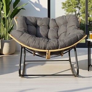 Large Rattan Rocking Chair with 360-degree Recline and Cloud-Like Cushion - 1 of 4