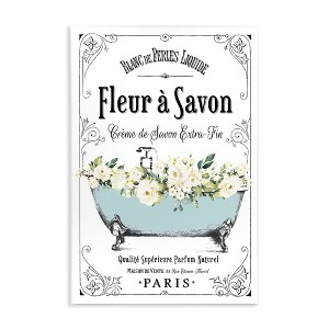 Stupell Industries Vintage Parisian Bathroom Advertisement Floral Blue Tub Wall Plaque Art, 13" x 19" - 1 of 4
