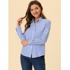 INSPIRE CHIC Women's Striped Button Down Roll-up Long Sleeves Point Collar Shirt - 2 of 4
