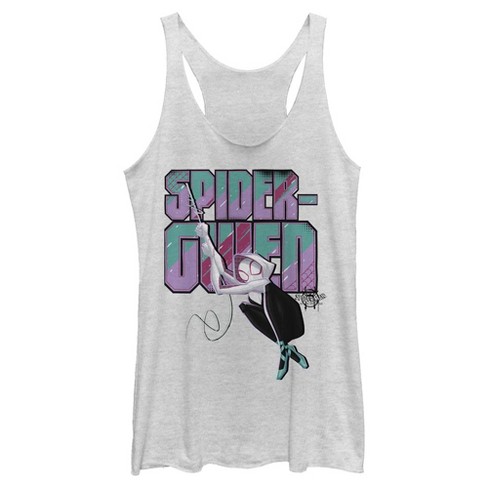 Women's Marvel Spider-man: Into The Spider-verse Spider-gwen Swing  Racerback Tank Top - White Heather - X Large : Target