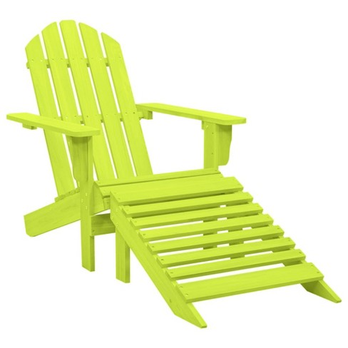 vidaXL Modern Adirondack Patio Chair with Detachable Ottoman, Weather Resistant Outdoor Furniture, Solid Fir Wood Construction - Green - image 1 of 4