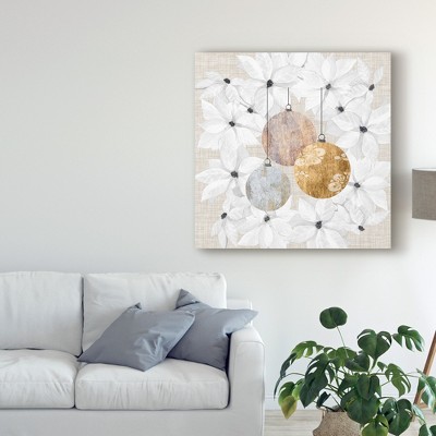 Sophisticated Christmas Ornaments on Beige Canvas Art