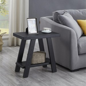 Roundhill Furniture Athens Contemporary Wood Shelf Side Table in Black Finish - 1 of 3