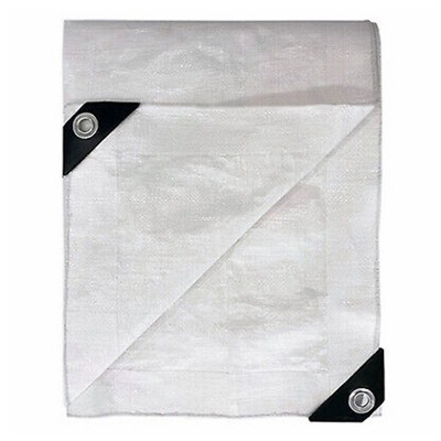 TruGuard 12 Foot by 20 Foot Fire Resistant Fire Retardant Tarp, Tear Resistant, Water Repellent, and UV Stabilized, 240 Square Foot Coverage, White