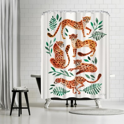 Americanflat Cheetah Collection Orange by Cat Coquillette 71" x 74" Shower Curtain