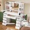 USIKEY Vanity Desk with Mirror and Lights, Power Outlet, Makeup Vanity with 11 Drawers &6 Storage Shelves,  Adjustable Lighting, White - 3 of 4