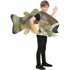 HalloweenCostumes.com One Size   Kid's Fish Halloween Costume Tunic | Children's Fish Costume for Dress-Up Fun, Brown/Green - 1 of 4